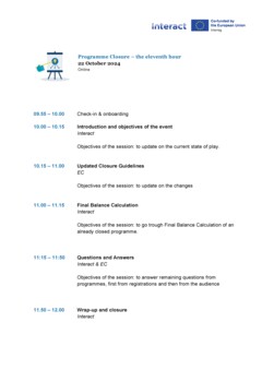 Programme Closure Final Agenda 20241022