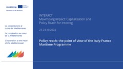 Maximising Impact: Capitalisation and Policy Reach in Interreg