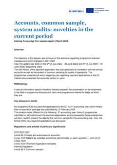 Interreg Knowledge Fair 2024 Day 3 | Accounts, common sample, system audits: Novelties in the current period