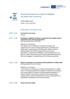 Agenda | Harmonizing the approach to highlight the added value of Interreg_6112024