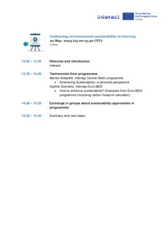 Embracing Environmental Sustainability in Interreg 22 05 2024 Agenda