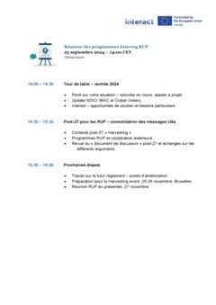 250924 Réunion Interreg RUP agenda