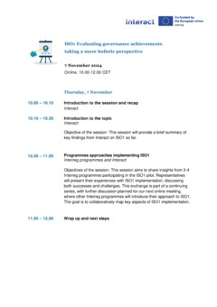 Agenda | ISO1-Evaluating governance achievements taking a more holistic perspective_07112024