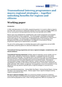 Working Paper: TN Interreg Programmes and MRS - Together unlocking benefits for regions and citizens